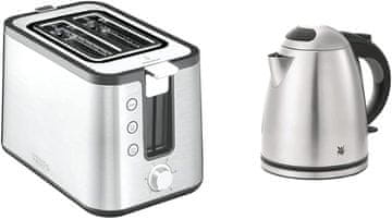 Krups Krups KH442D Toaster, nerj. jeklo, dvojni kratki reži, srebrno/črn & WMF Stelio Grelnik vode