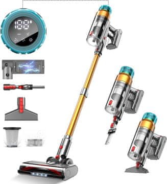 slomart EUARY Akumulatorski sesalnik 55000Pa, 600W, 55 min, črna/modra