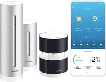 Netatmo Netatmo Pametna vremenska postaja z nosilcem, notranjim/zunanjim senzorjem in vetrnim senzorjem