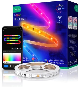 Nous NOUS F4 RGBIC LED trak 5m WiFi, božične lučke, Alexa