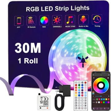 slomart 30m RGBW LED trak z Bluetooth/APP/glasbo/časovnikom