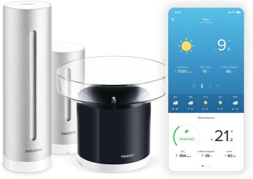 Netatmo Netatmo Pametna vremenska postaja z nosilcem, Wi-Fi, notranji in zunanji senzor, merilnik dežja