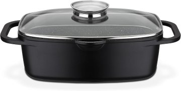 GSW GSW Gourmet Granit pekač s pokrovom, univerzalni, primeren za kuhanje, peko, peko na žaru