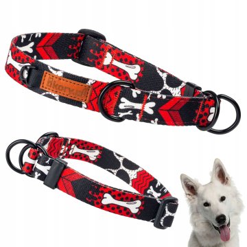 UDOBNA ovratnica s pol-davilko za pse, buldoge, bigle, mopse, 32-43 cm