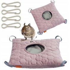 VISEČA MREŽA z minko TUNELL HIŠA Glodalec Morski prašiček Degu 30×30 cm ROZA