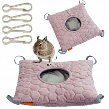 VISEČA MREŽA z minko TUNELL HIŠA Glodalec Morski prašiček Degu 30×30 cm ROZA
