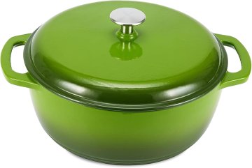 Amazon Amazon Basics Litoželezni posoda za kuhanje, 6,9 L, zelena