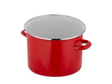 Emajliran lonec, raven, gladek, 16 cm, 2,1 l, rdeč