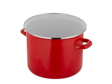 Emajliran lonec, raven, gladek, 18 cm, 3,0 l, rdeč