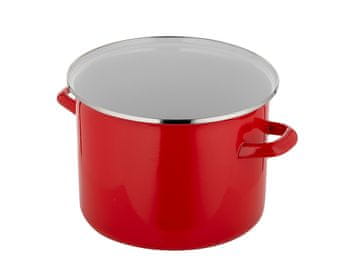 Emajliran lonec, raven, gladek, 20 cm, 3,9 l, rdeč