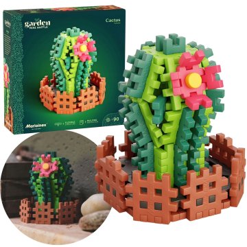 sarcia.eu Marioinex Mini Waffle GARDEN Cvet KAKTUS, KOMPLET konstrukcijskih kock, MEHKE kocke, DEKORACIJA 90 ele.