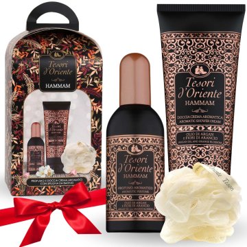 sarcia.eu Tesori d'Oriente Hammam DARILNI SET, set ženske kozmetike ZA DARILO - gel za prhanje, toaletna voda, gobica za umivanje telesa