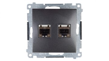 Simon 54 Dvojna računalniška vtičnica 2xRJ45 kat. 6 zaščitena z zaščitno folijo antracit D62E.01/48