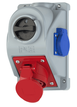 PCE Fiksna vtičnica s stikalom L-0-P 16A 5P 400V + 2x 2P+Z 230V IP44 COMBO-POL 960615421W