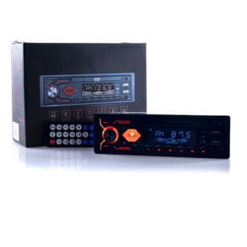 1-DIN avtoradio z Bluetoothom, USB-jem in hitrim polnjenjem - RDEČ