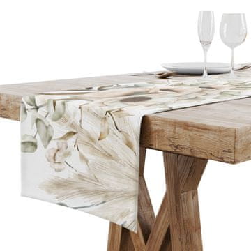 NAMIZNI TEK MAT GLADEK 40x200 BOHO BEŽ CVETJE 008