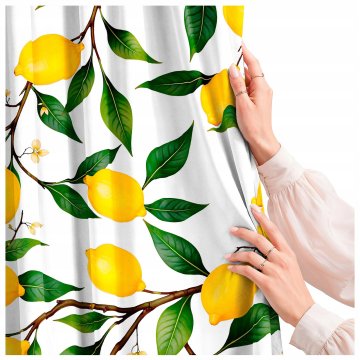 Zavesa za dnevno sobo, kuhinjo, spalnico, žabji trak, že izdelane zavese, limone, 150 cm
