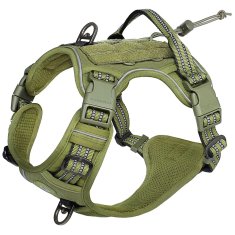 KJB Nastavljiva oprsnica za psa MOLLE z odsevnimi detajli, vojaško zelena / XL