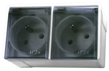 COS.PEL Lambda bela - dvojna nadometna vtičnica IP44 GNH-2LZ/00