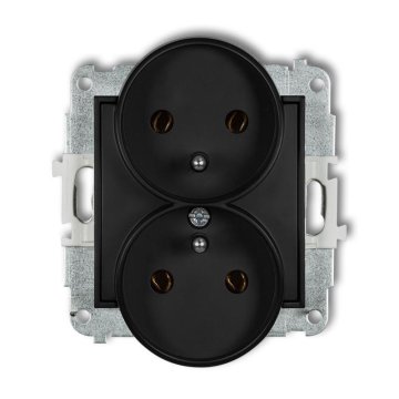 Mini mat črna - dvojna vtičnica z ozemljitvijo - 12MGPR-2z