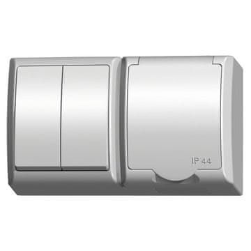COS.PEL Fala - nadometno stikalo za lestenec + nadometna vtičnica ZH-Ł2G/00/w