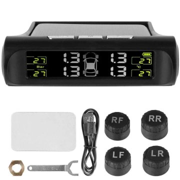 KJB Solarni sistem TPMS za tlak in temperaturo pnevmatik, črna zunanji senzorji