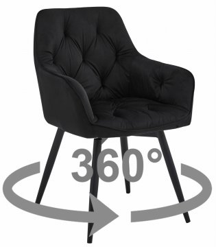 BE Stol JORK360 - črn žamet / črne noge x 1