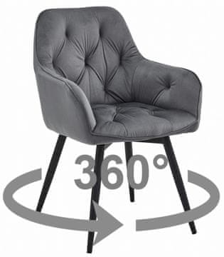 BE Stol JORK360 - temno siv žamet / črne noge x 1