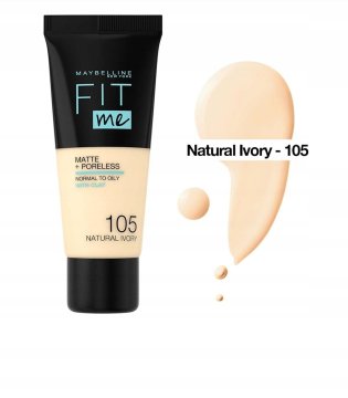 L’Oréal Maybelline Fit Me Matte+Poreless Foundation odtenek 105 Natural Ivory 30 ml