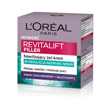 Loreal Revitalift Filler vlažilna gel krema za obraz s hialuronsko in salicilno kislino - matira, vlaži in zmanjšuje pore 50 ml