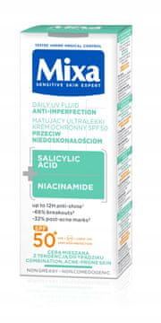 Mixa matirajoča ultralahka zaščitna krema za obraz s salicilno kislino in niacinamidom SPF50 40 ml