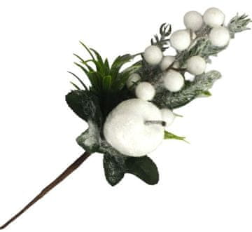 Rayher.	 Zasnežena vejica z belimi bunkicami in jabolkom, 25cm