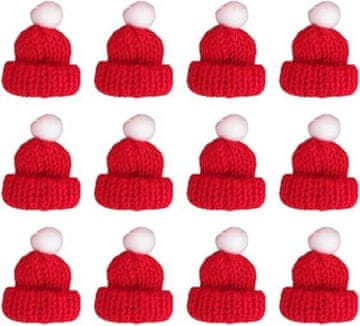 Rayher.	 Božična kapa, mini, rdeče, 5cm, set 12
