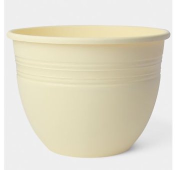 TRPEŽEN plastični cvetlični lonček 21 cm KREMNE barve