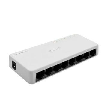 Qoltec Neupravljano omrežno stikalo , 8 x RJ45 vrata | 100 Mbps | Hitri Ethernet | LAN