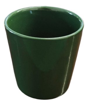 Polnix Keramični cvetlični lonček s pokrovom 15 cm, klasičen, TEMNO ZELEN, gladek