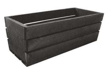 IN Lesena škatla ČRNA za rože in zelišča 40x18x15 cm