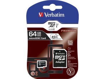 Verbatim Pomnilniška kartica MicroSDXC 64 GB razreda 10 + adapter