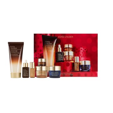 Estée Lauder Skincare Superstars komplet: čistilni gel 100 ml + gel krema za oči 5 ml + pomirjujoč serum 5 ml + regeneracijski serum 15 ml + vlažilna krema 15 ml + revitalizirajoča krema 15 ml