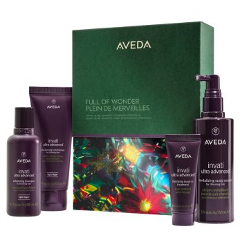 Aveda Full of Wonder komplet: šampon 100 ml + balzam 100 ml + nega za lase 25 ml + serum za lasišče 150 ml