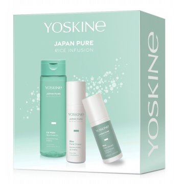 Yoskine Komplet za infuzijo riža Japan Pure Rice: rižev serum za obraz 30 ml + riževa krema za obraz 50 ml + bogata riževa esenca za obraz 200 ml