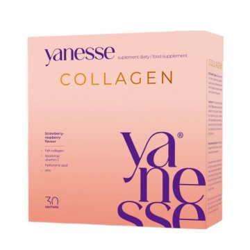 Yanesse kolagen prehransko dopolnilo v prahu z okusom jagode in maline, 30 vrečk