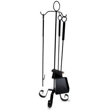 Črn 3-delni kamin set 75 cm LOFT