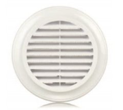 Vents EL 150 - okrogla prezračevalna rešetka z mrežico in ovratnikom, premer 150 mm, bela