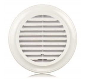 Vents EL 150 - okrogla prezračevalna rešetka z mrežico in ovratnikom, premer 150 mm, bela