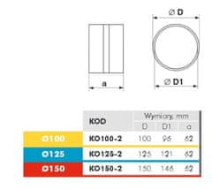 Vents KO100-2 - okrogel priključek za kanal 100 mm