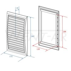 Prezračevalna rešetka Vents 172x247 mm z mrežico, črna