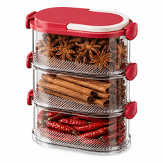 HOME & MARKER® Organizator za začimbe za kuhinjski pult, večnivojski, z zrakotesnimi tesnili, snemljivi predelki, plastika, varna za živila | SPICEKEEP