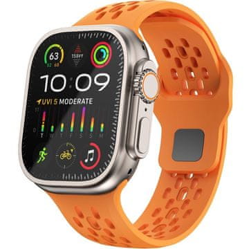 GS Silikonski pašček za Apple Watch 1/2/3/4/5/6/7/8/9/10/11/SE Ultra 1/2/3 42/44/45/46/49 mm, oranžen