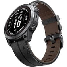 GS Usnjen pašček Quickfit za Garmin Fenix 5X/6X/6X PRO/7X, črne barve